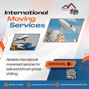 International relocation services team packing goods for overseas shipping