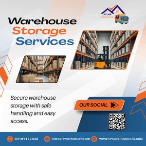 Warehouse services with organized storage racks and goods management in Pakistan